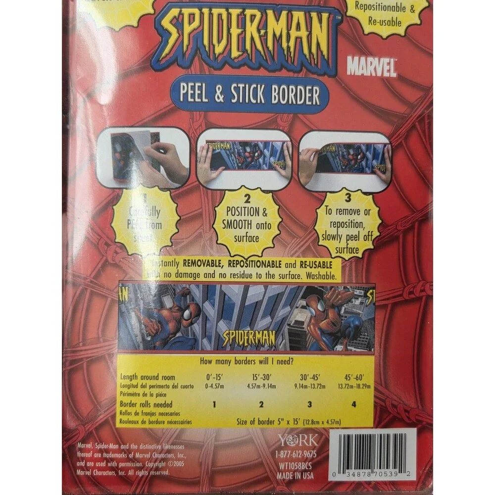 Spiderman Peel and Stick Border Marvel New